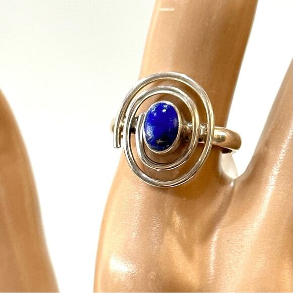 Natural Lapis - Afghanistan .925 solid Sterling Silver Ring size 8 gemstone - Picture 1 of 6